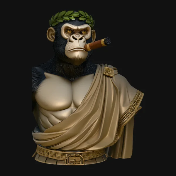 Cigar Smoking Ape Senator Bust Statue Design 4