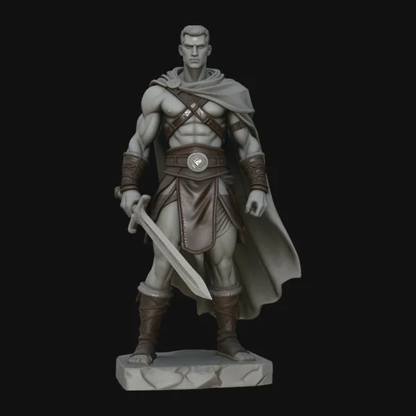 Cloaked Ranger Swordsman Statue Design 1