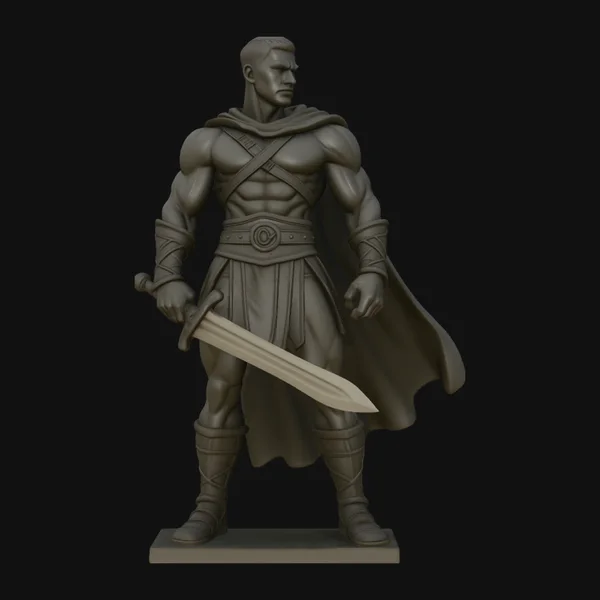 Cloaked Ranger Swordsman Statue Design 2