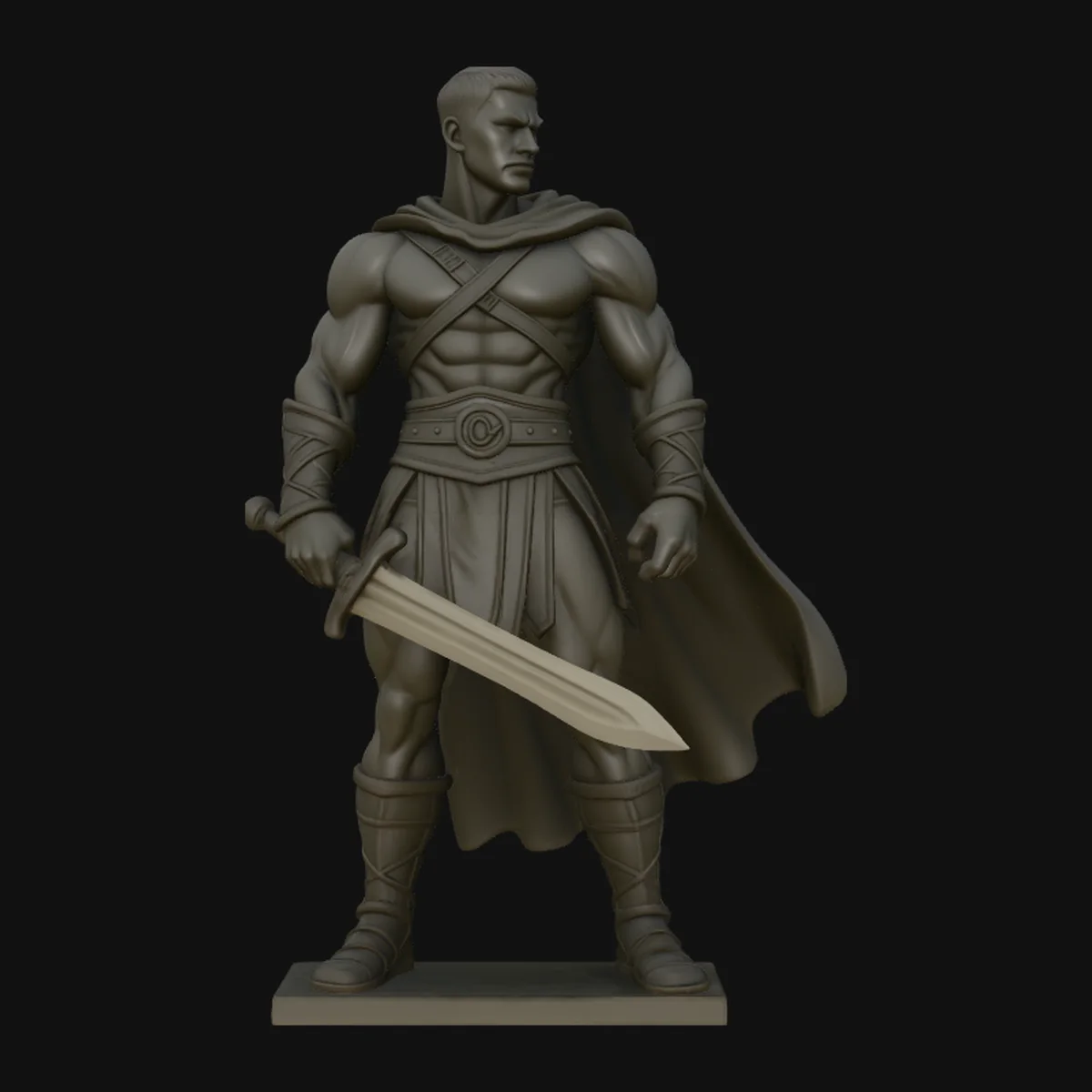 Cloaked Ranger Swordsman Statue Design 2