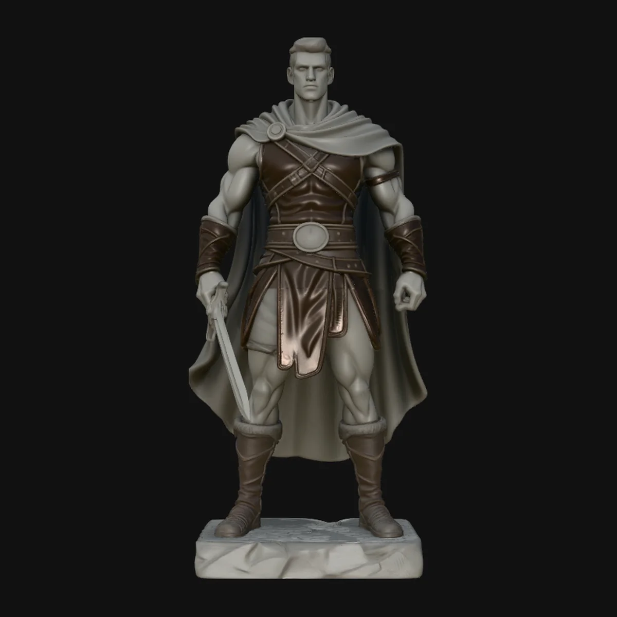 Cloaked Ranger Swordsman Statue Design 3