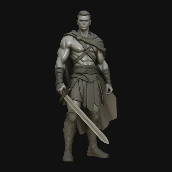Cloaked Ranger Swordsman Statue Design 4