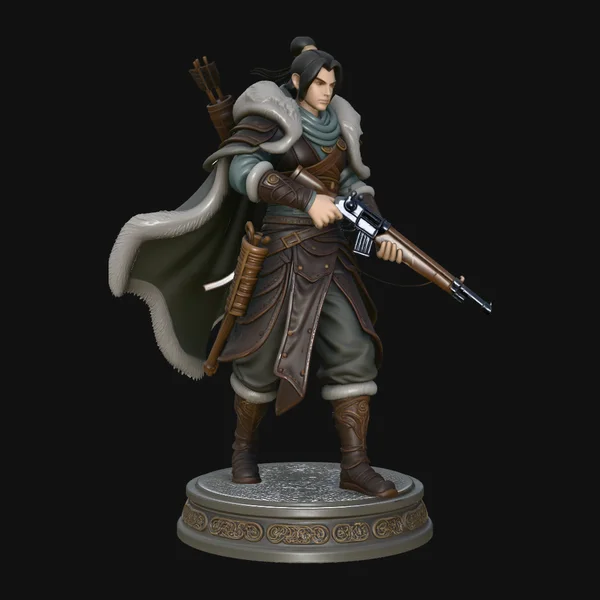Cloaked Ranger with Rifle Statue Design 1