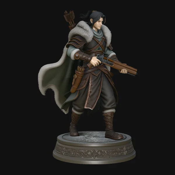 Cloaked Ranger with Rifle Statue Design 2