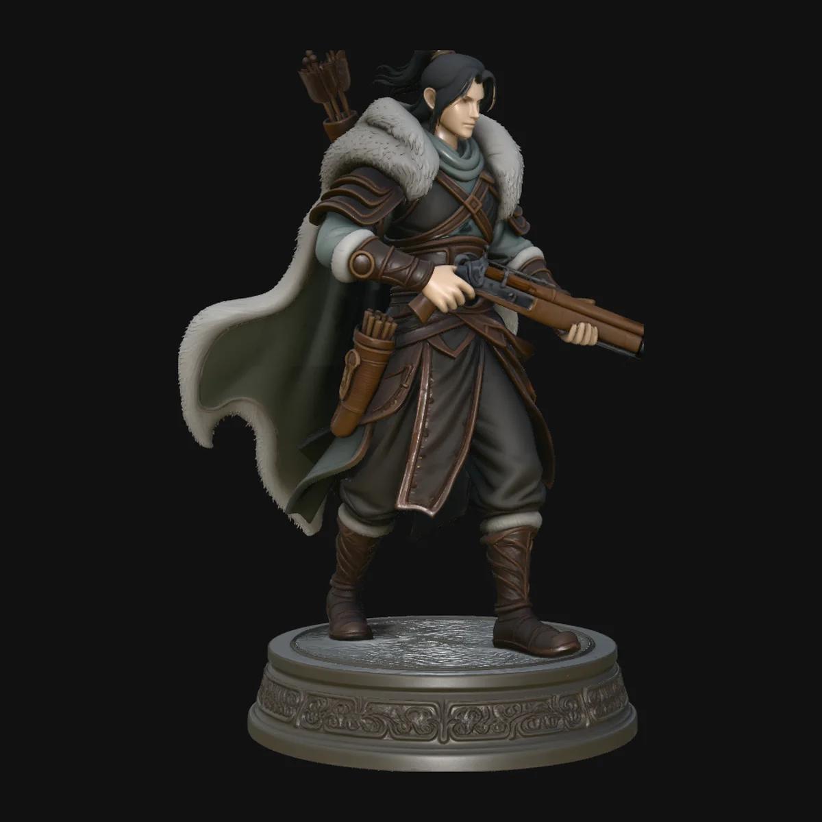 Cloaked Ranger with Rifle Statue Design 2