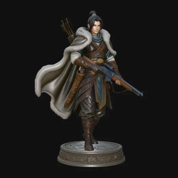 Cloaked Ranger with Rifle Statue Design 3