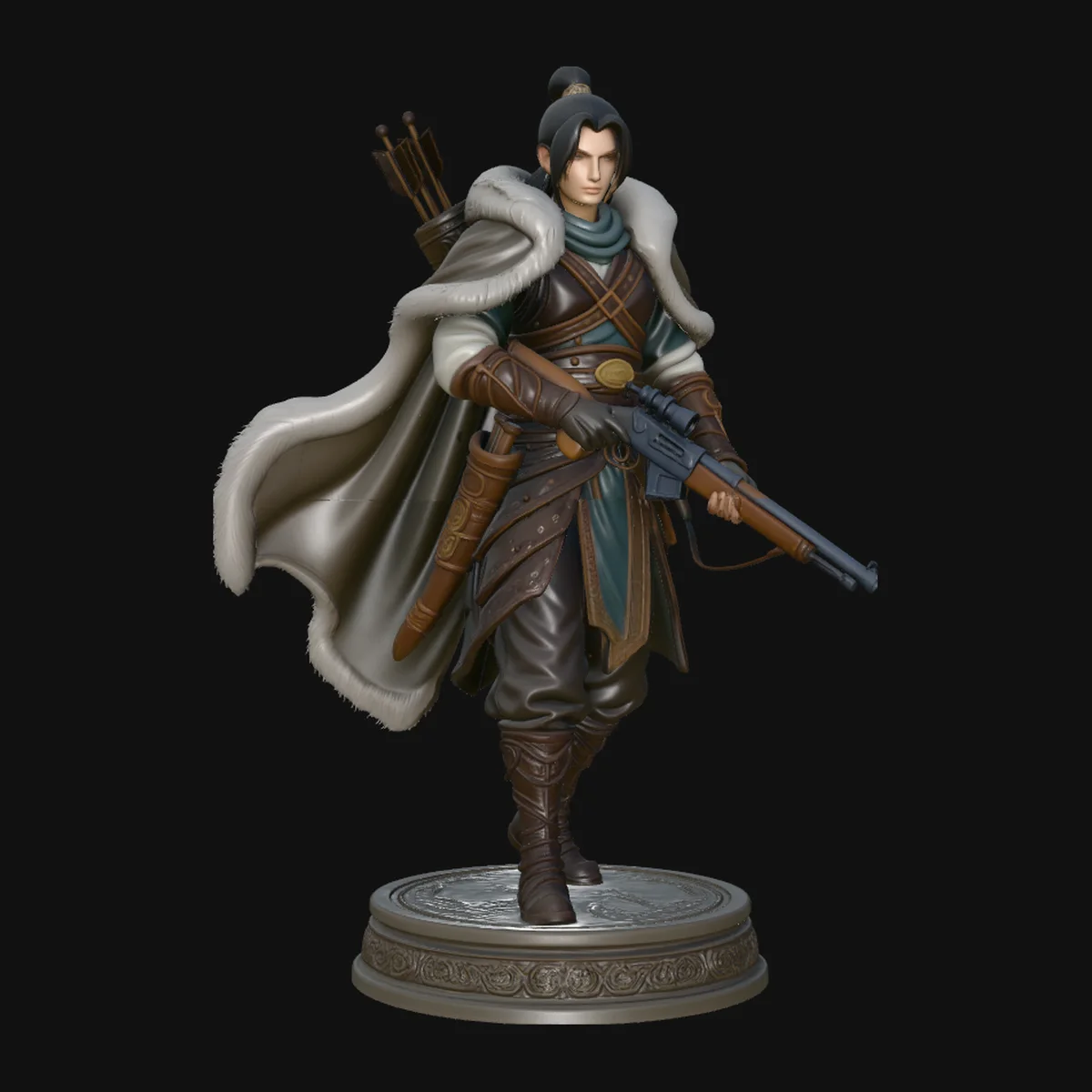 Cloaked Ranger with Rifle Statue Design 3