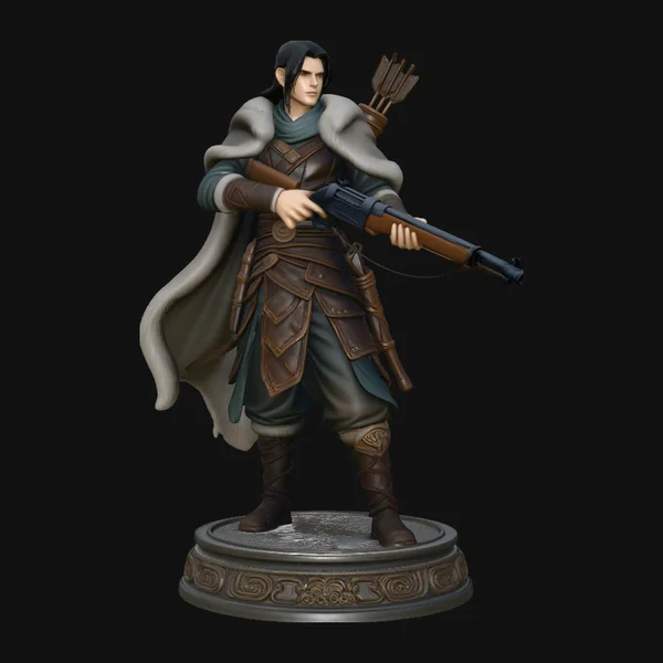 Cloaked Ranger with Rifle Statue Design 4