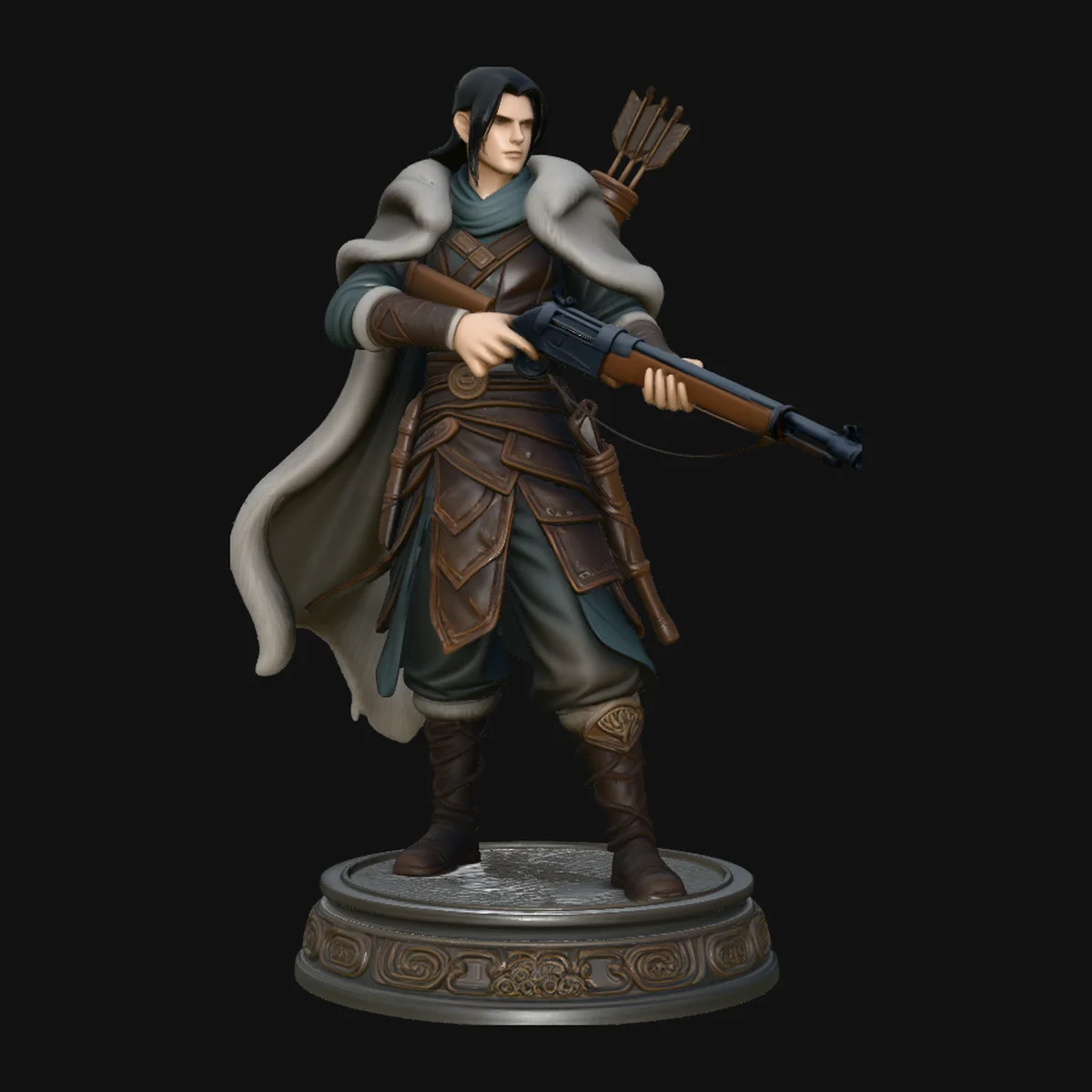 Cloaked Ranger with Rifle Statue Design 4