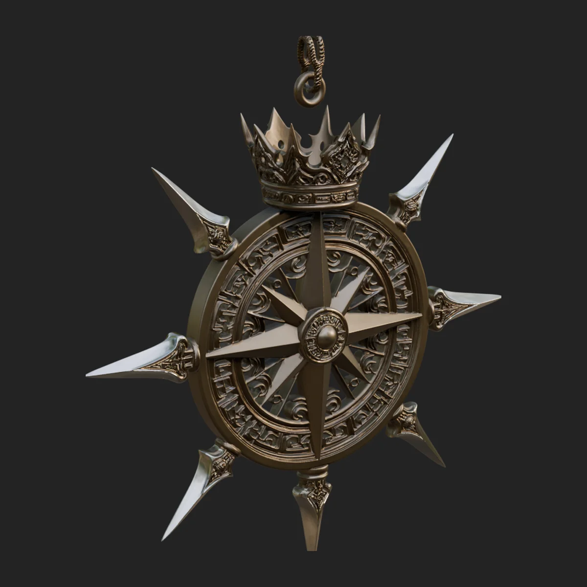 Compass Rose Medallion Pendant Design 1