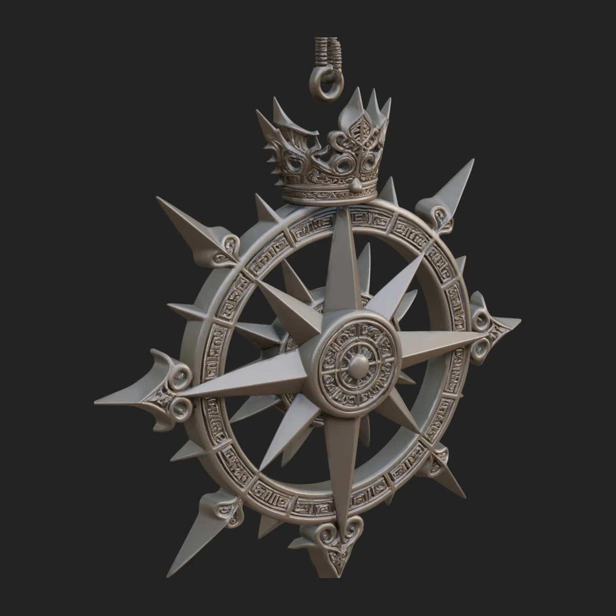 Compass Rose Medallion Pendant Design 4