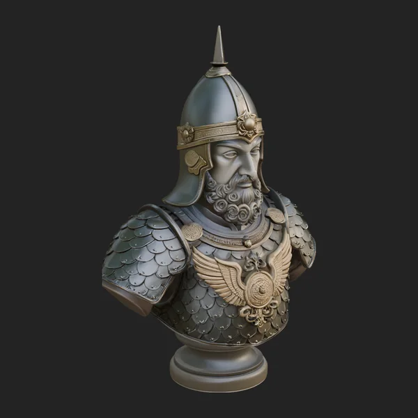 Conical Helm Warrior Bust Statue Design 1