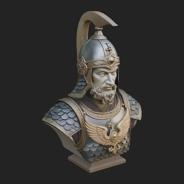 Conical Helm Warrior Bust Statue Design 2