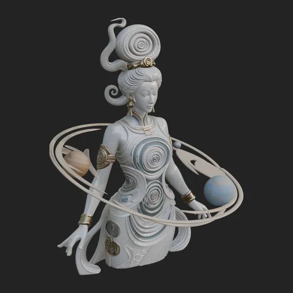 Cosmic Goddess with Rings Statue Design 1