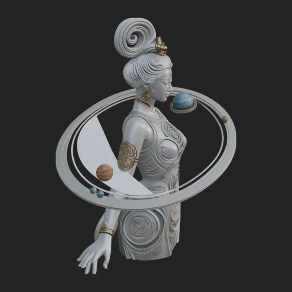 Cosmic Goddess with Rings Statue Design 2