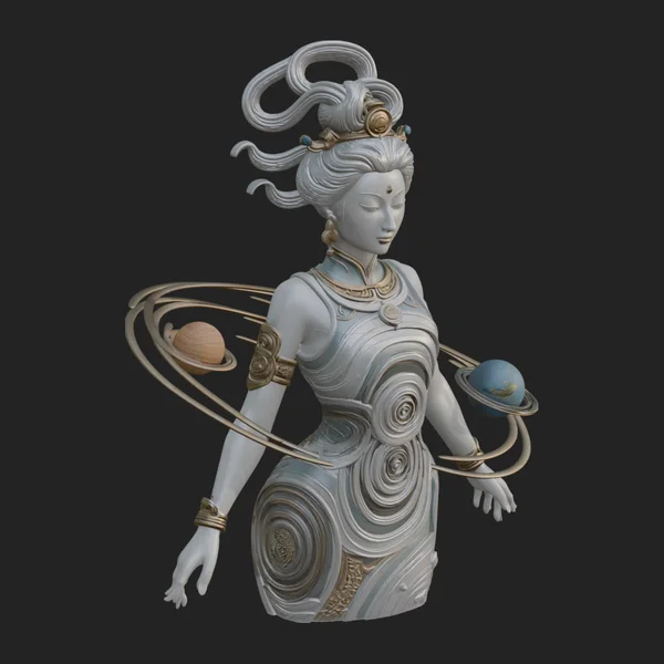Cosmic Goddess with Rings Statue Design 3