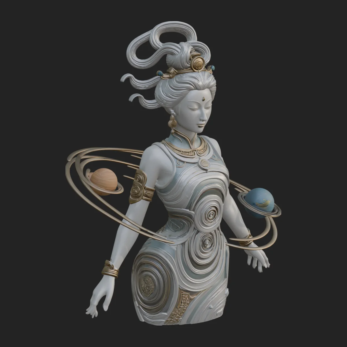 Cosmic Goddess with Rings Statue Design 3