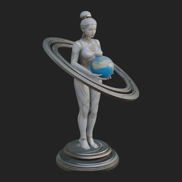 Cosmic Goddess with Rings Statue Design 4