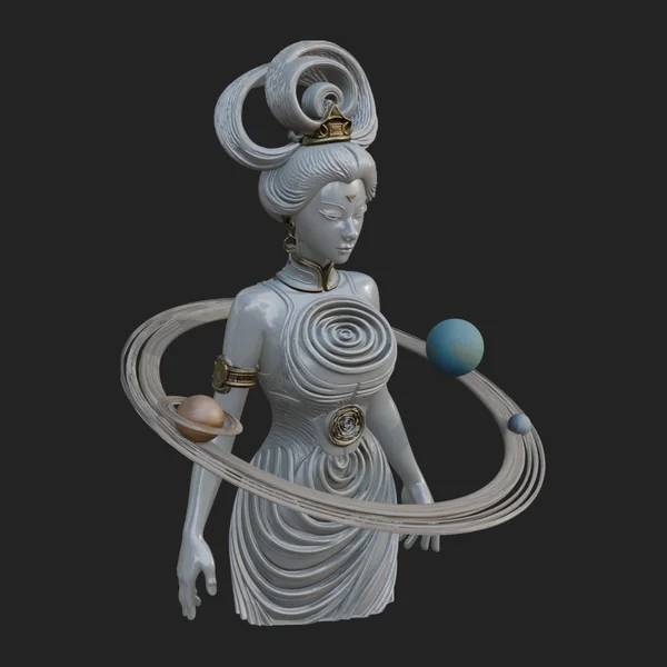Cosmic Goddess with Rings Statue Design 5