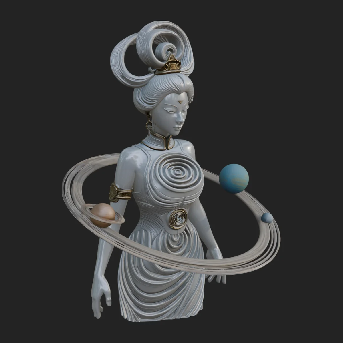 Cosmic Goddess with Rings Statue Design 5