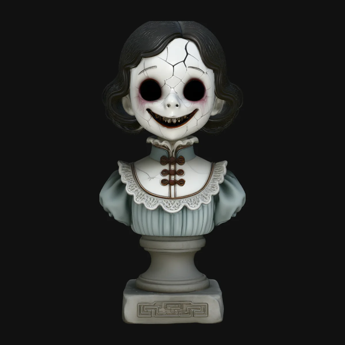 Cracked Porcelain Doll Bust Statue Design 4