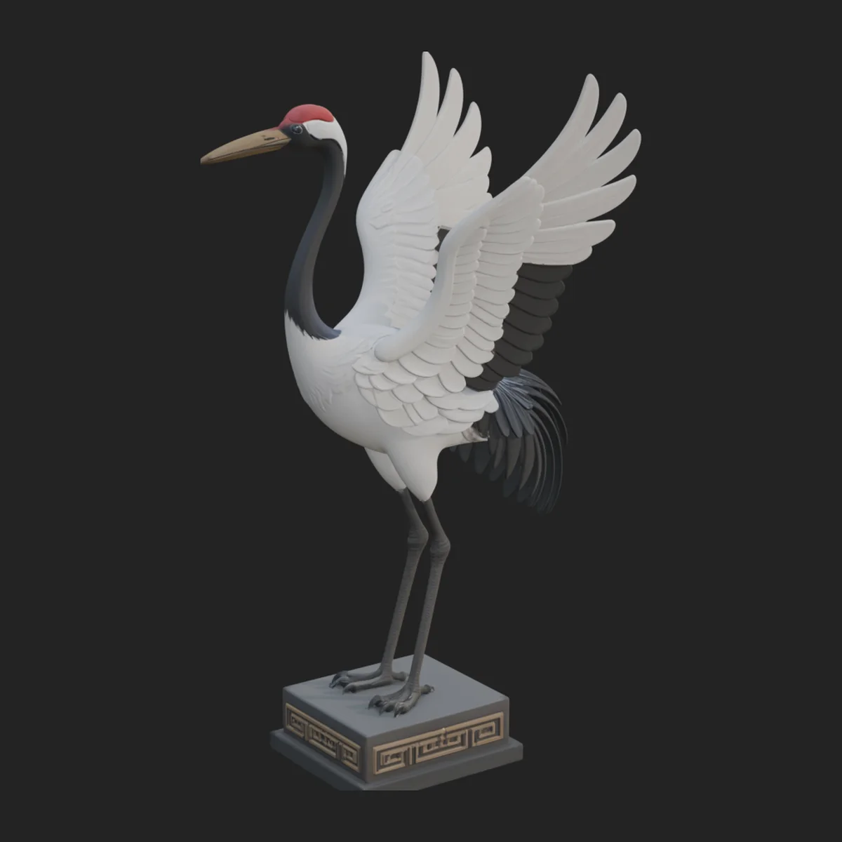 Crane with Spread Wings Statue Design 1