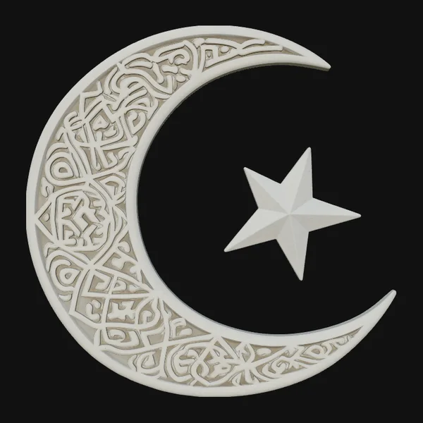 Crescent Moon and Star Ornament Design 1