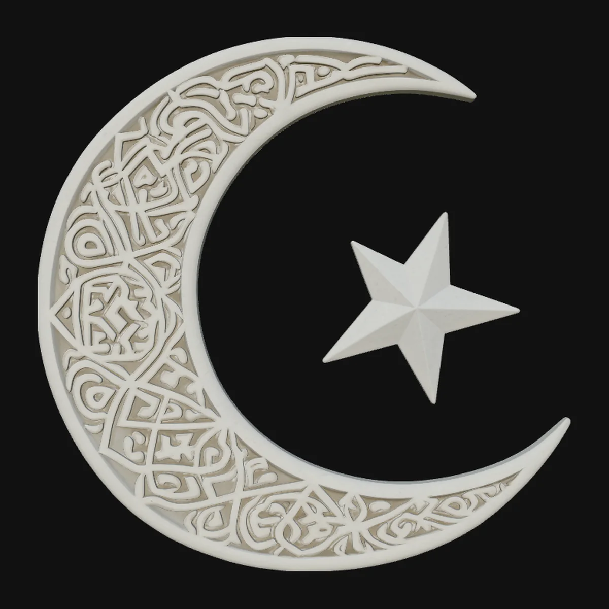 Crescent Moon and Star Ornament Design 1