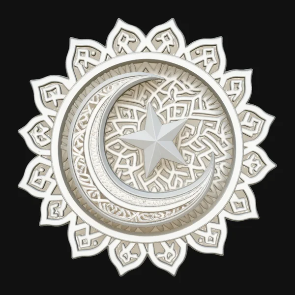 Crescent Moon and Star Ornament Design 2