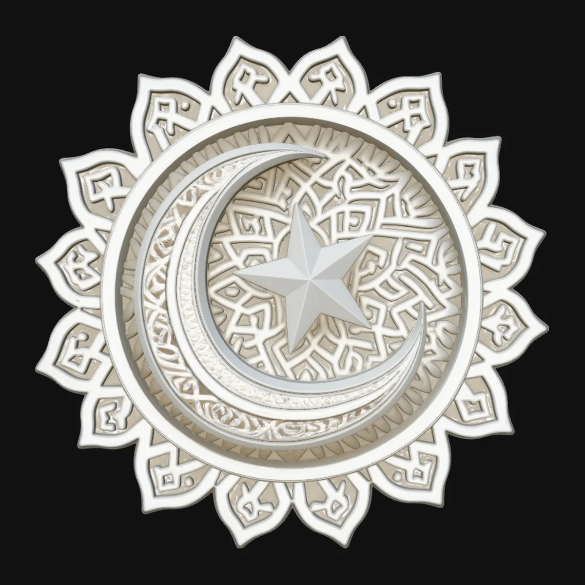 Crescent Moon and Star Ornament Design 2
