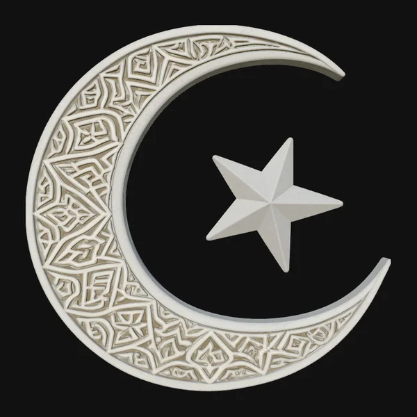 Crescent Moon and Star Ornament Design 3
