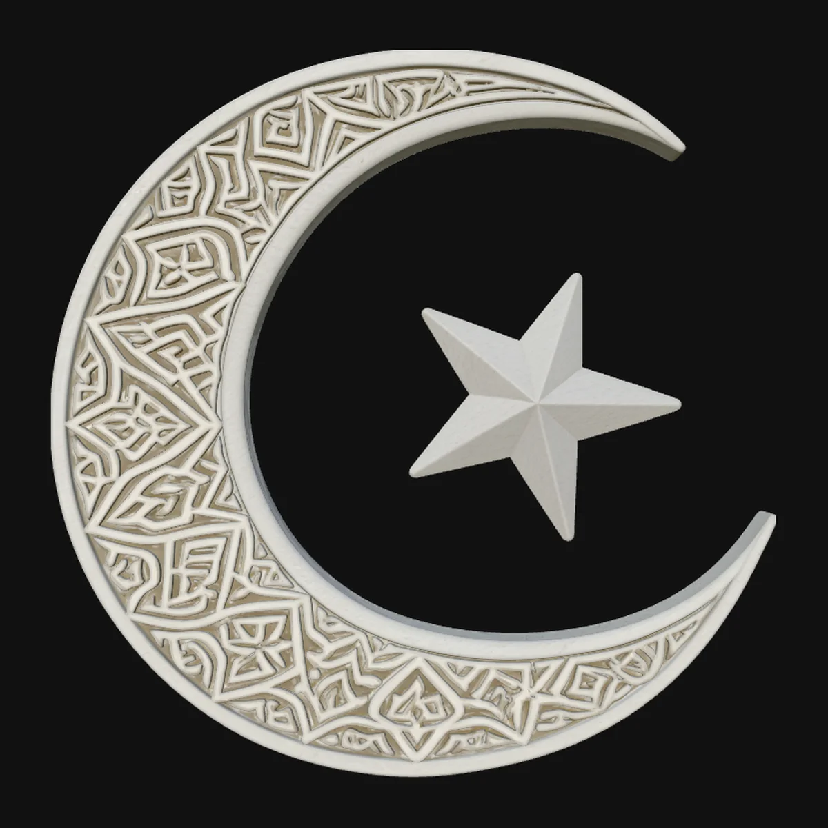 Crescent Moon and Star Ornament Design 3