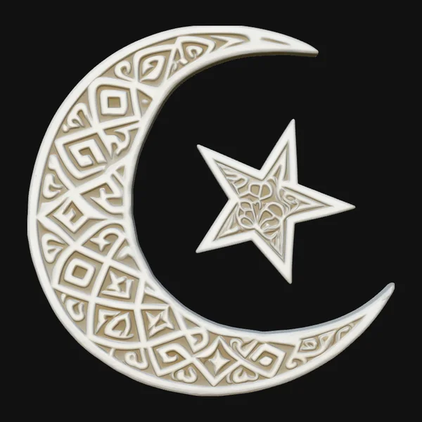 Crescent Moon and Star Ornament Design 4