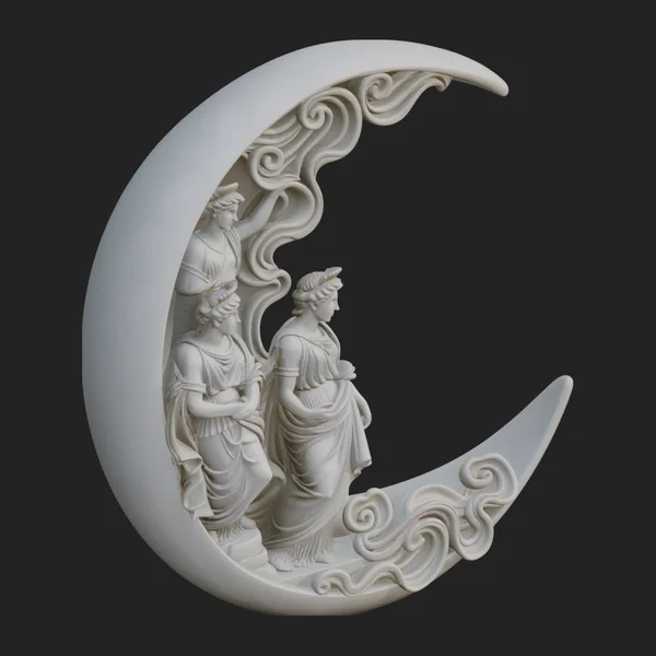 Crescent Moon Figures Plaque Design 1