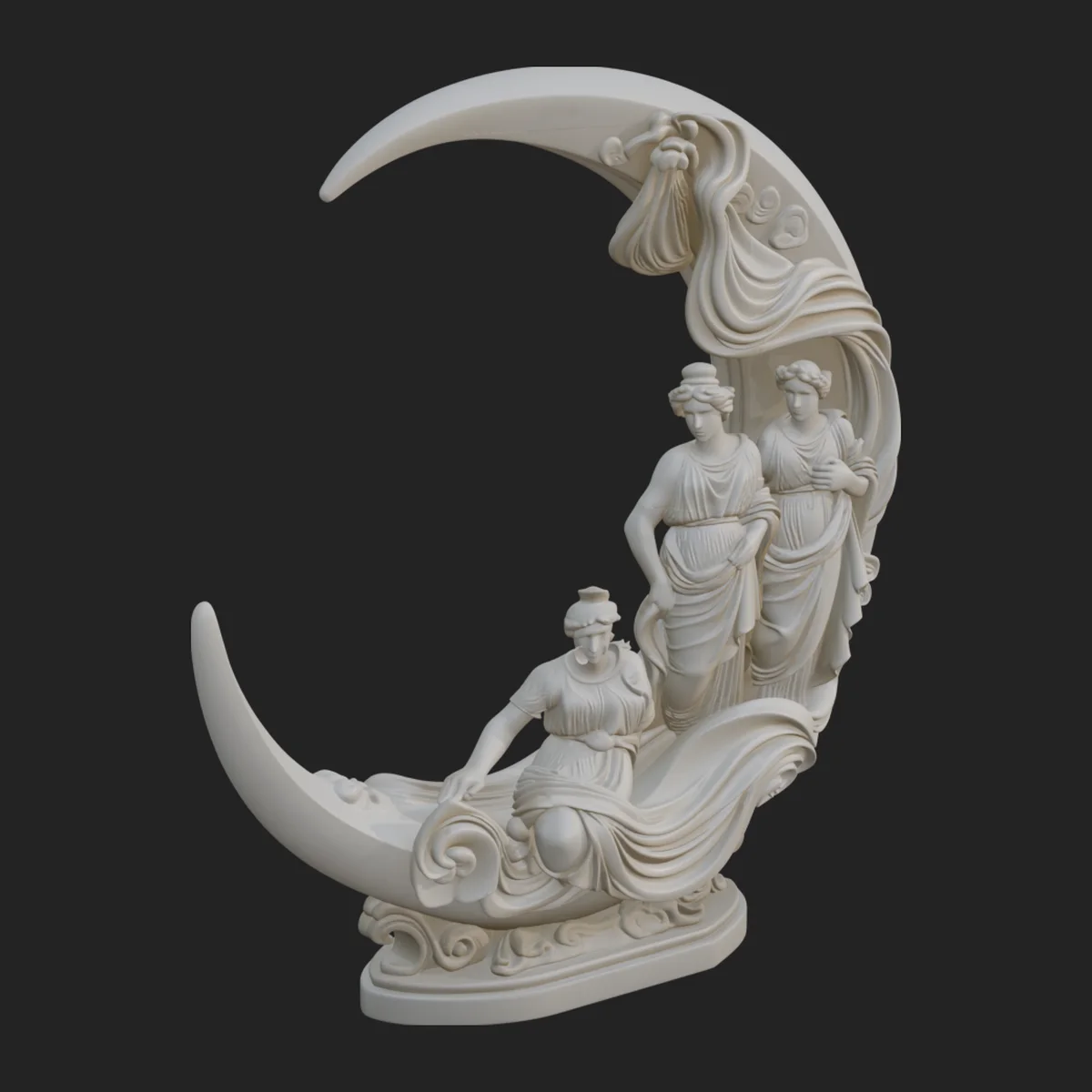 Crescent Moon Figures Plaque Design 2