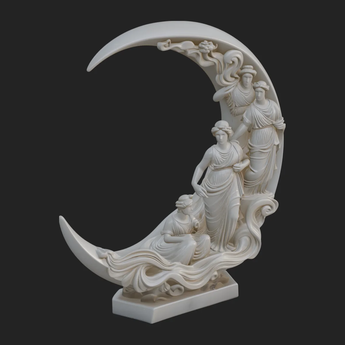 Crescent Moon Figures Plaque Design 4