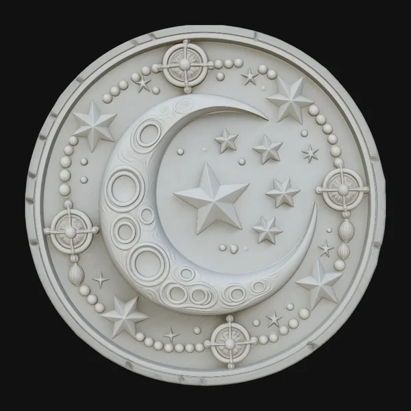 Crescent Moon Star Medallion Pendant Design 1