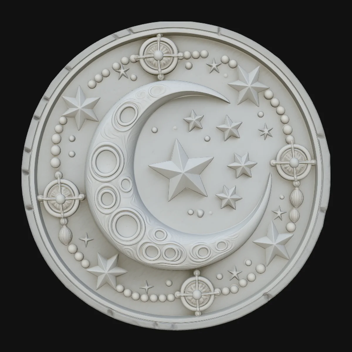 Crescent Moon Star Medallion Pendant Design 1