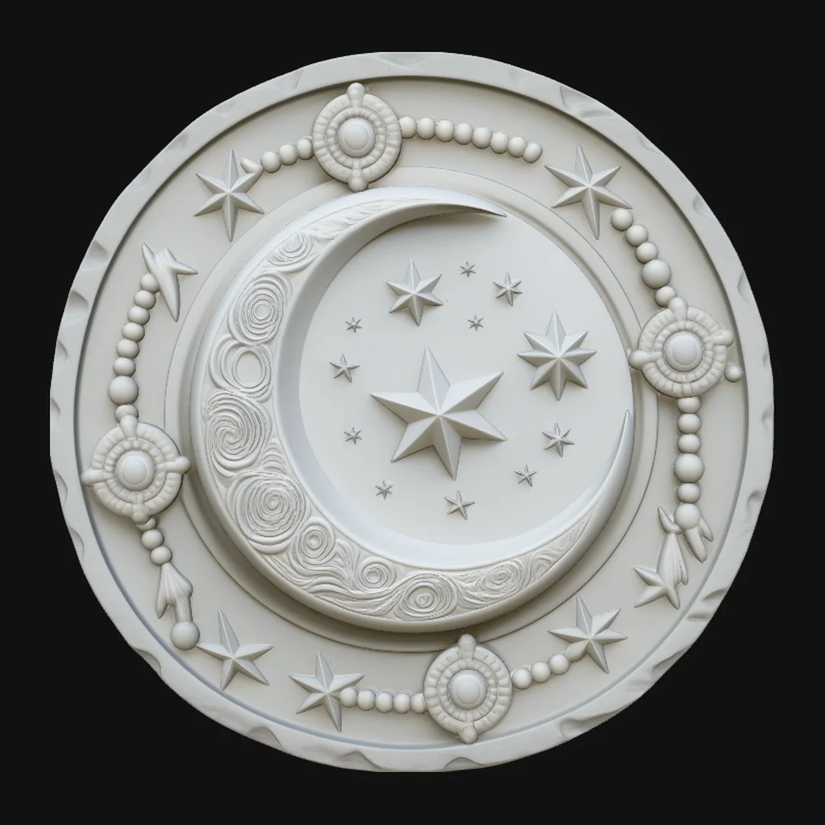 Crescent Moon Star Medallion Pendant Design 2