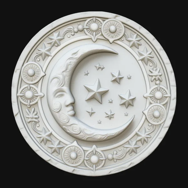 Crescent Moon Star Medallion Pendant Design 3