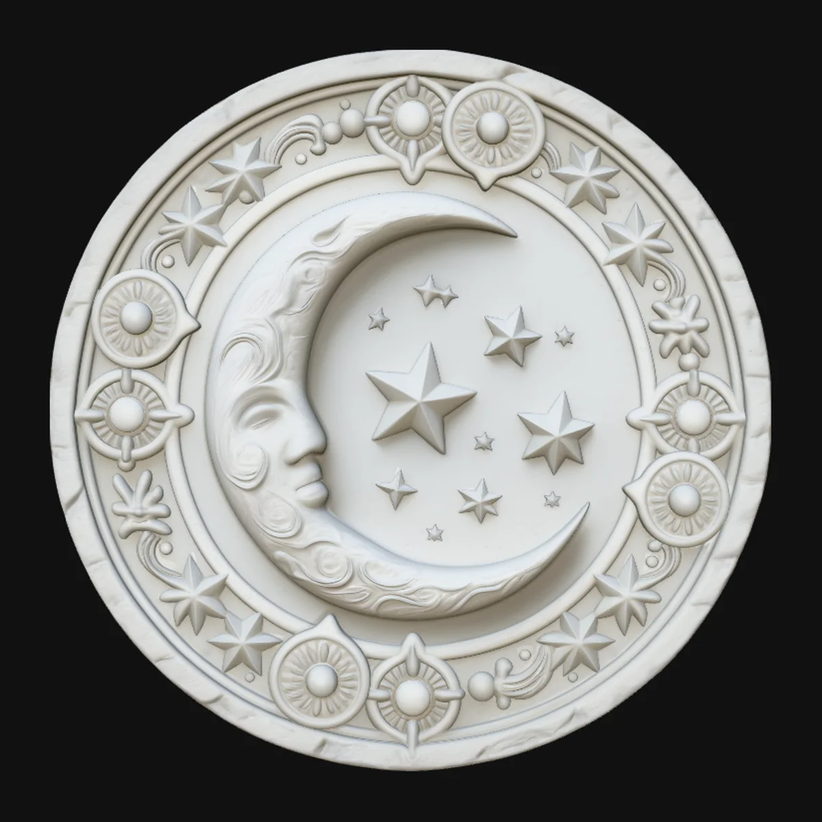Crescent Moon Star Medallion Pendant Design 3