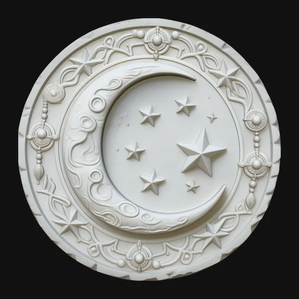 Crescent Moon Star Medallion Pendant Design 4