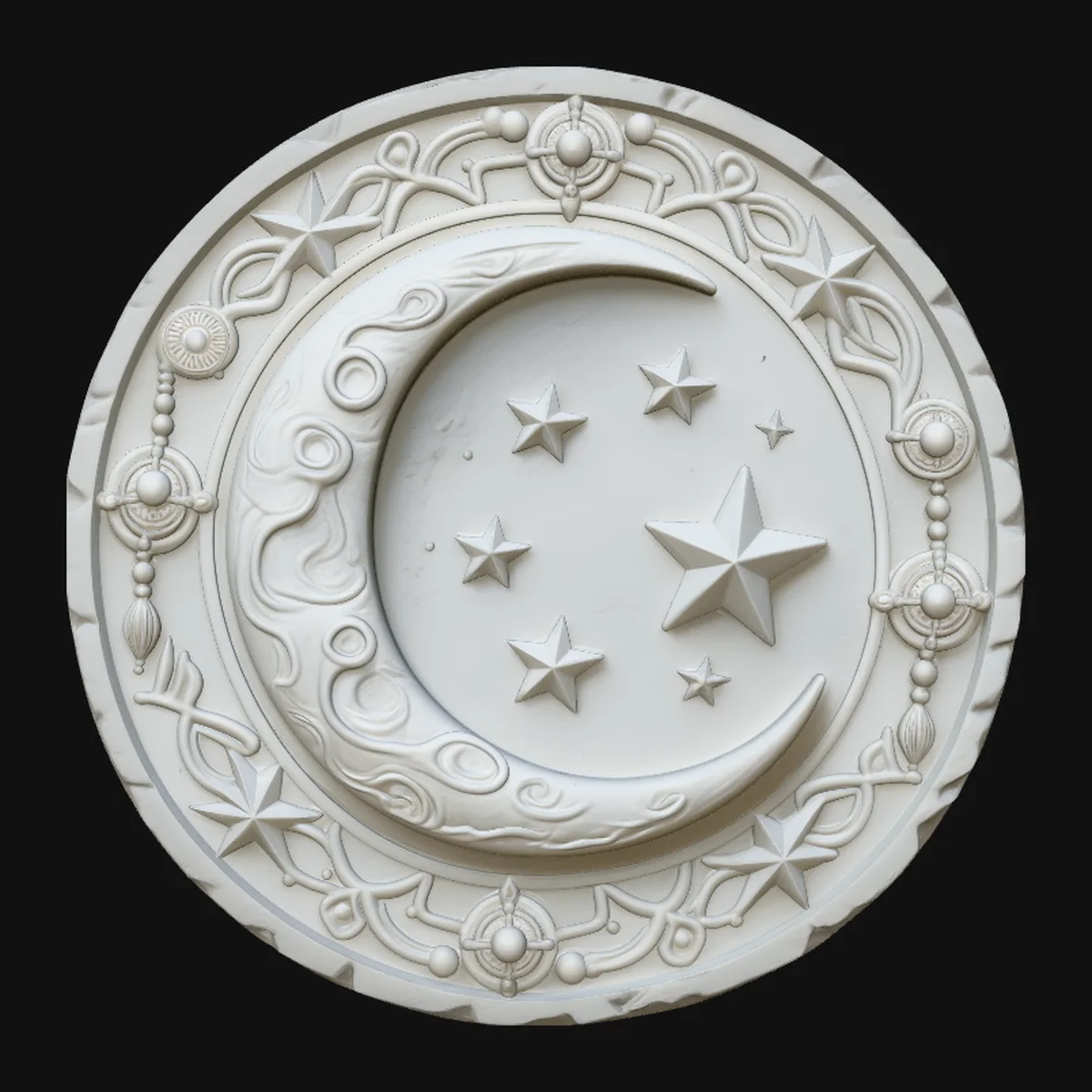 Crescent Moon Star Medallion Pendant Design 4