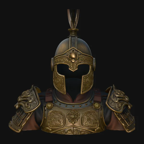 Crested Helmet Armor Bust Statue Design 1