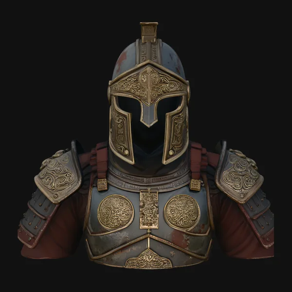 Crested Helmet Armor Bust Statue Design 4