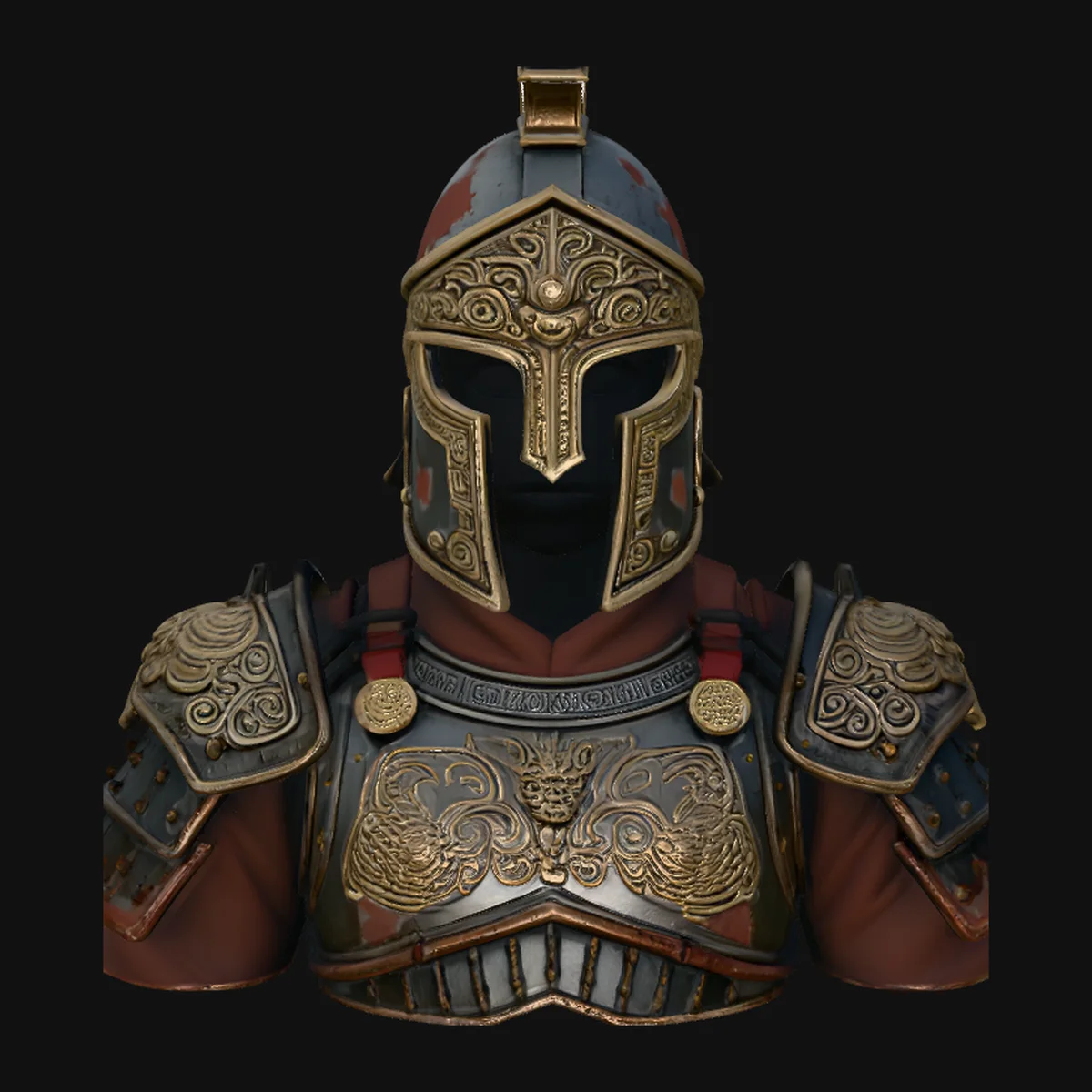 Crested Helmet Armor Bust Statue Design 5