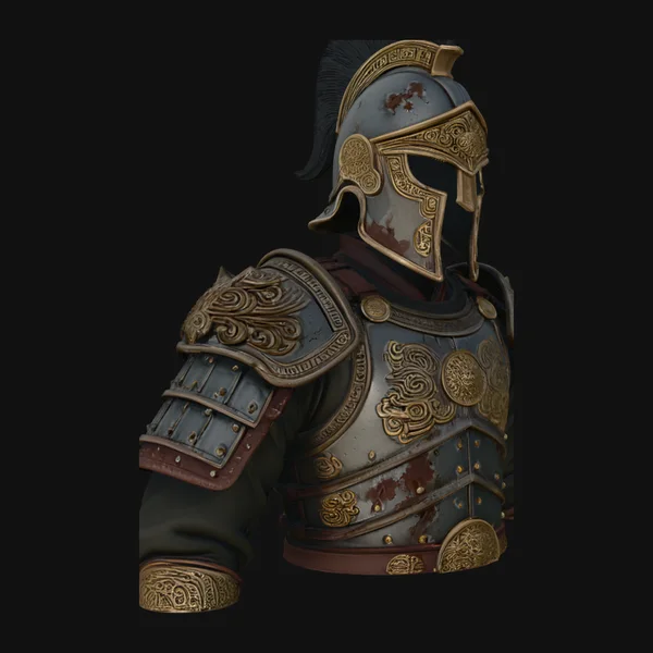 Crested Helmet Armor Bust Statue Design 6