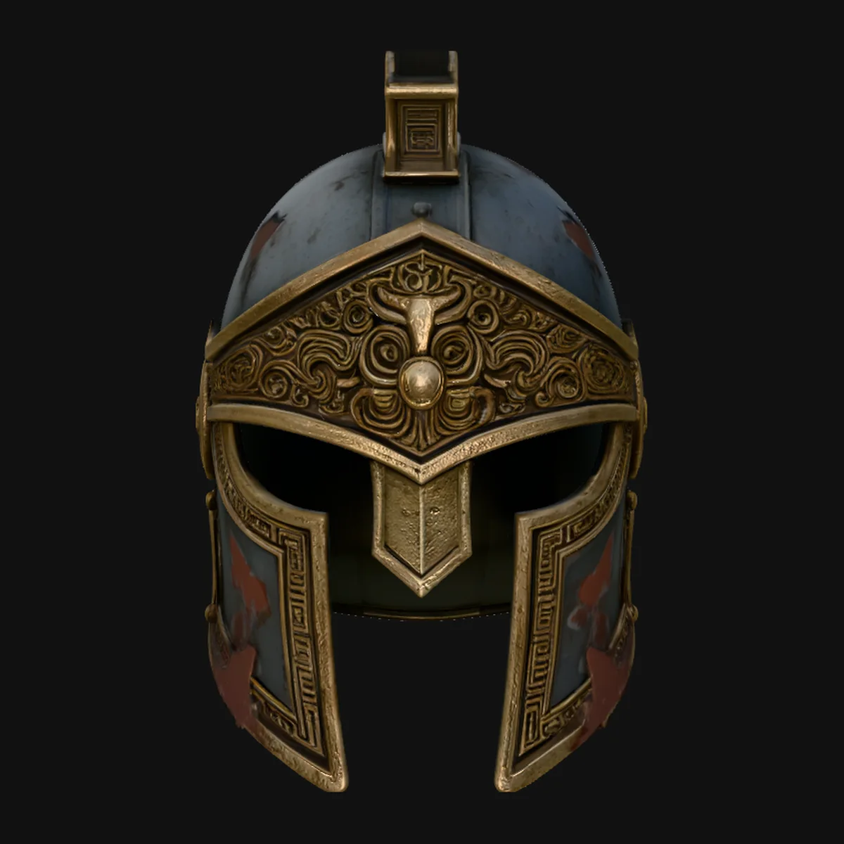Crested Helmet Armor Bust Statue Design 7