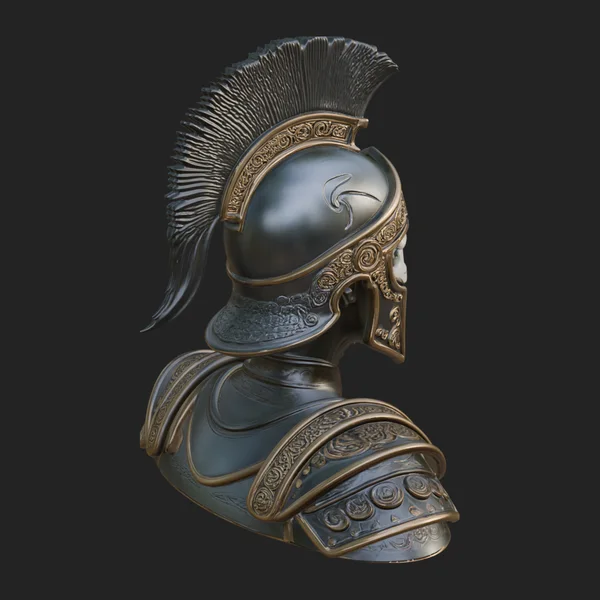 Crested Helmet Armor Bust Statue Design 8