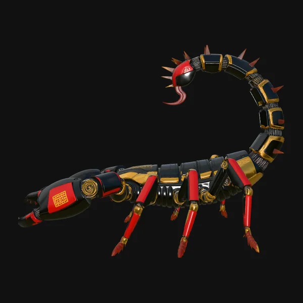 Crimson Mech Scorpion Statue Design 1